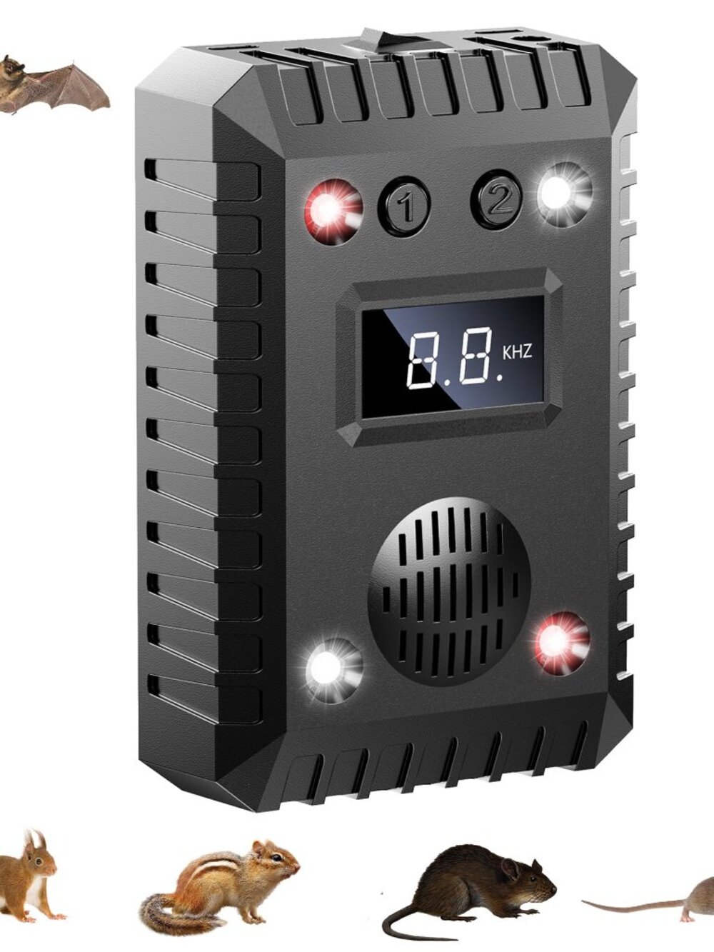 Ultrasonic Rodent Deterrent for Vehicles - Under Hood, Plug-in & Battery (Black)